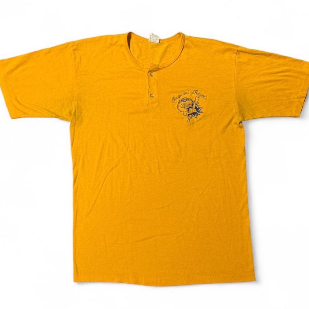YELLOW VINTAGE 70s BASEBALL REGIONAL ROYALS T-SHIRT LARGE